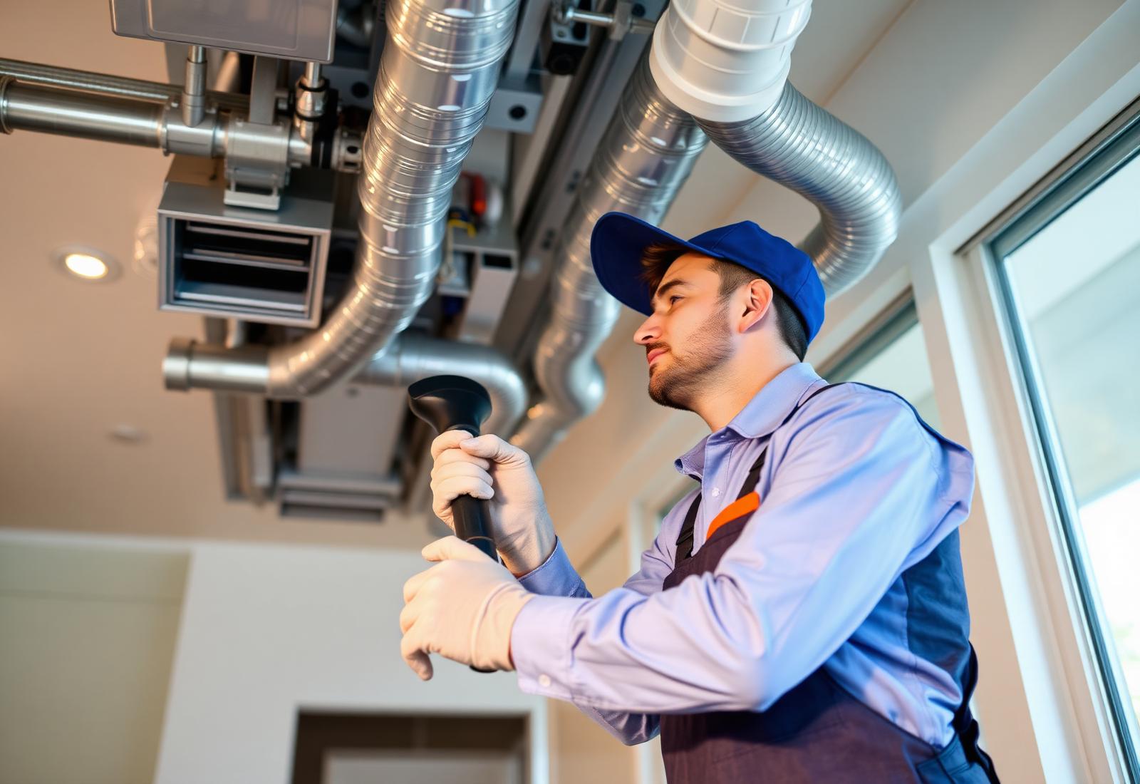 SwiftAir technician cleaning home air ducts in Rancho Palos Verdes